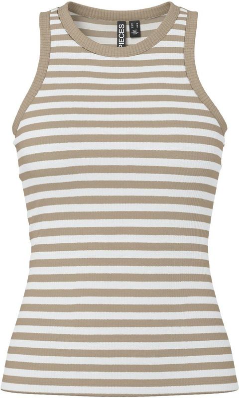 Pieces - Pcruka Boxer Tank Top - Dames - Silver Mink/Cloud Dancer - Katoenmix