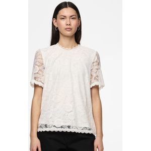 Pieces T-shirt Pcolline Ss Lace Top Noos Bc 17148711 Cloud Dancer Dames
