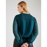 Only - Onlelmira Life New Dobby L/S Top - Blouse - Dark Sea - Katoen