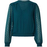 Only - Onlelmira Life New Dobby L/S Top - Blouse - Dark Sea - Katoen