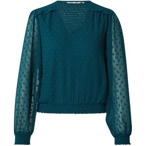 Only - Onlelmira Life New Dobby L/S Top - Blouse - Dark Sea - Katoen