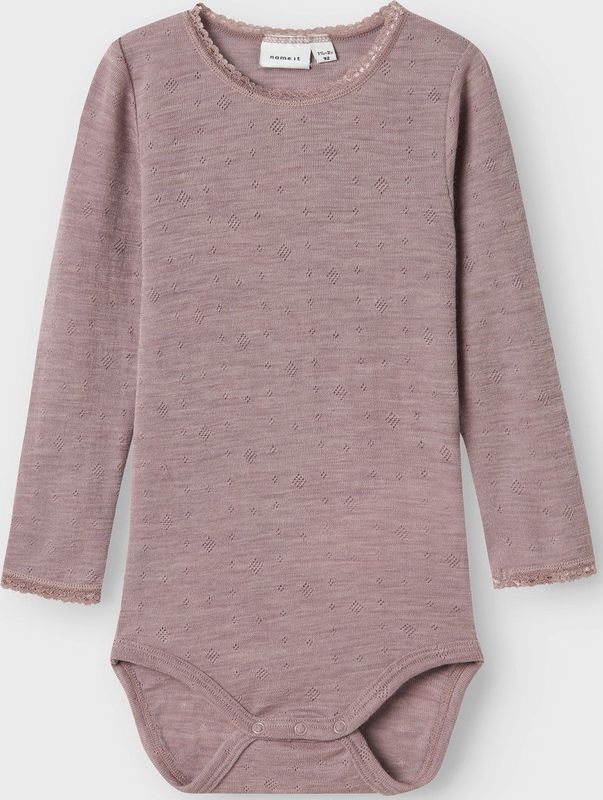 NAME IT - Nmfwang Wool Needle Ls Body Solid Noos - Rompertje - Lila - Lange Mouwen