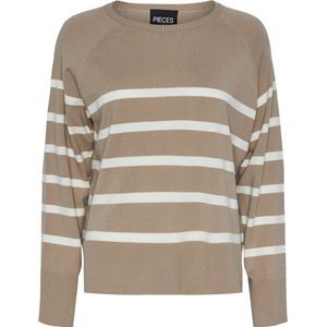 Pieces - Pcsia Ls Knit Noos Bc - Pullover - Silver Mink/Stripes