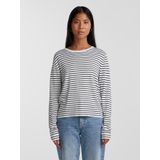 PIECES Pcsonja Ls Knit Noos Bc Pullover voor dames, Cloud Dancer/Stripes: maritiem blauw, M