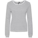 PIECES Pcsonja Ls Knit Noos Bc Pullover voor dames, Cloud Dancer/Stripes: maritiem blauw, M