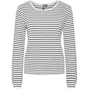 PIECES Pcsonja Ls Knit Noos Bc Pullover voor dames, Cloud Dancer/Stripes: maritiem blauw, M