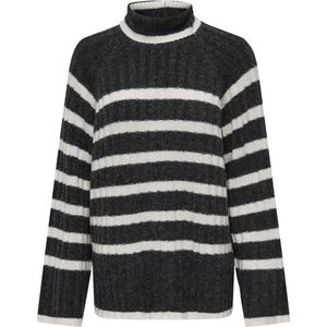 JDY JDYMILEY LONG STRIPE PULLOV KNT NOOS Dames Trui - Dark Grey Melange W. Birch Mel Stripes