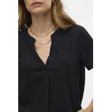 Vero Moda - T-shirt - Zwart - V-hals - 55% Viscose 45% Linnen