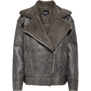 Jas - Imitatieleer - Zwart - Lange Mouwen - Asymmetrische Ritssluiting