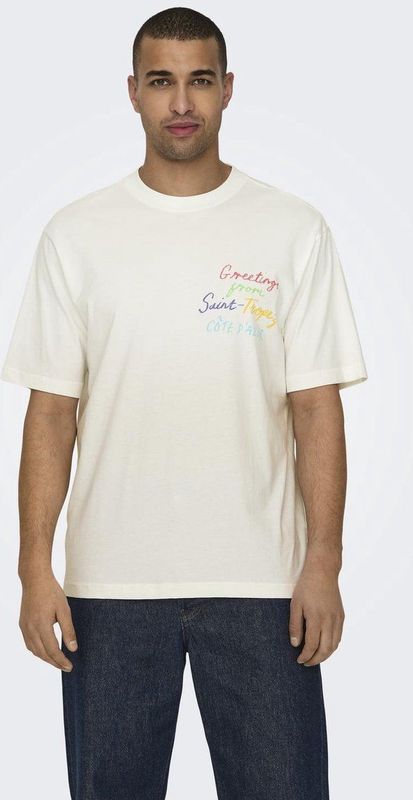 T-shirt - O-hals - Korte Mouwen - Rubberen Print - Relaxed Fit