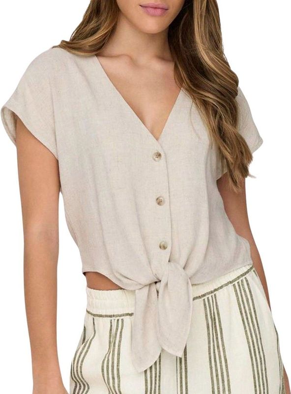 Only Shirt Korte Mouwen Moonbeam Beige