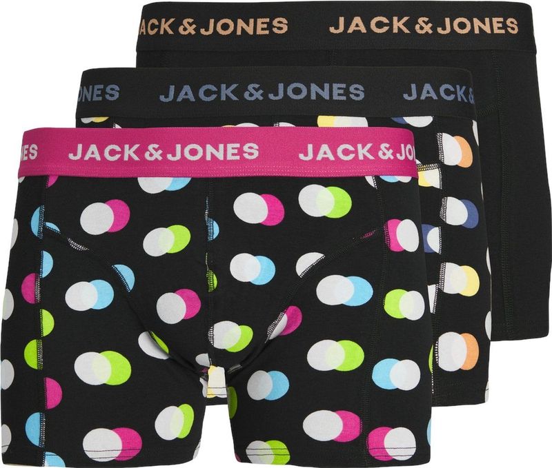 Jack & Jones Heren Boxershorts Trunks JACREESE Gestipt Zwart 3-Pack - Maat S