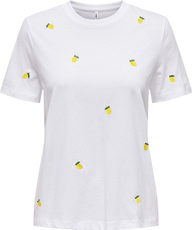 Only Onlketty Life S/S O-Neck Top - Stralend Wit - T-shirt voor Tieners