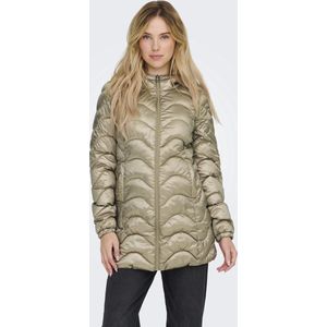 Iriserende donsjas met kap ONLY. Polyester materiaal. Maten XS. Beige kleur