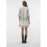 Jurk - V-hals - 3/4 Mouwen - Losse Pasvorm - Biologisch Katoen - Kort