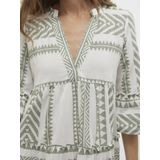 Jurk - V-hals - 3/4 Mouwen - Losse Pasvorm - Biologisch Katoen - Kort