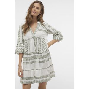 Jurk - V-hals - 3/4 Mouwen - Losse Pasvorm - Biologisch Katoen - Kort