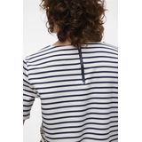 Vero Moda - Vmabby Ss Zip Top - T-shirt - Snow White/Navy Blazer - Polyester/Viscose/Elastan