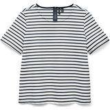 Vero Moda - Vmabby Ss Zip Top - T-shirt - Snow White/Navy Blazer - Polyester/Viscose/Elastan