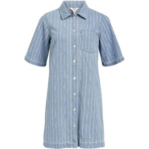 Object Objsali Denim Dress Jurken Dames - Kleedje - Rok - Jurk - Blauw - Maat XS