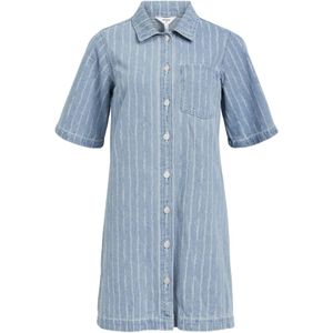 Object, Dames, Jurken, Blauw, Maat: XL Denim,