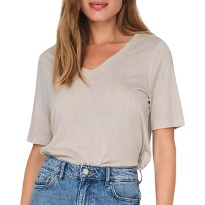 Only - ONLELISE S/S V-NECK TOP JRS NOOS - Shirt - Moonbeam - Korte Mouwen