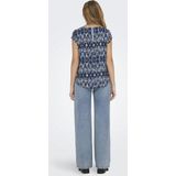 Donkerblauw - Blauw - Lichtoranje Top - Katoen - Loose Fit