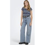 Donkerblauw - Blauw - Lichtoranje Top - Katoen - Loose Fit