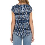Donkerblauw - Blauw - Lichtoranje Top - Katoen - Loose Fit