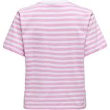 Only - Casual T-shirt - Roze/Wit - 100% Katoen