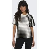 Only - Casual T-shirt - Roze/Wit - 100% Katoen