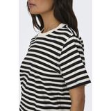 Only - Casual T-shirt - Roze/Wit - 100% Katoen