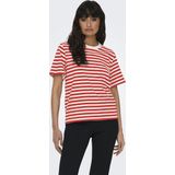 Only - Casual T-shirt - Roze/Wit - 100% Katoen