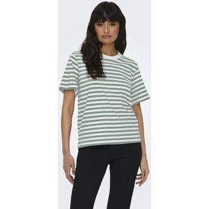 Only - Casual T-shirt - Jadeite/White Stripes - 100% Katoen