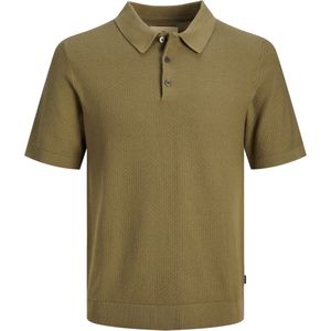JACK JONES Sandri knit polo slim fit - heren polo katoen met polo kraag - groen