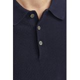 JACK JONES Sandri knit polo slim fit - heren polo katoen met polo kraag - donkerblauw