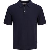 JACK JONES Sandri knit polo slim fit - heren polo katoen met polo kraag - donkerblauw