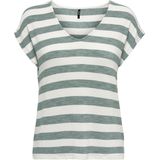 T-shirt - Gestreept - Jersey - V-hals - Kwartmouw - Normale Pasvorm