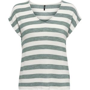 T-shirt - Gestreept - Jersey - V-hals - Kwartmouw - Normale Pasvorm