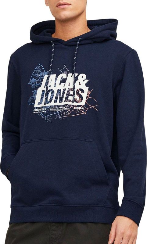 Jack & Jones Map Logo Sweat Hoodie Heren