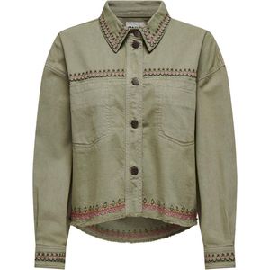 ONLY - Onlprime L/S Emb Shacket - Hemdjas - Groen - Dames