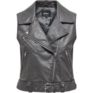 Leren Jas - Zwart - Synthetisch Leer - Biker Kraag - Asymmetrische Ritssluiting