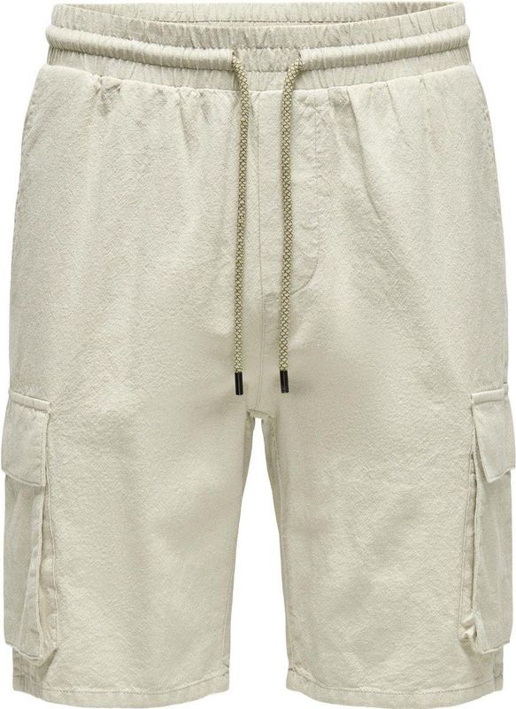 ONLY&SONS - ONSSINUS CARGO 0007 COT LIN SHORTS - Heren - Bermuda shorts