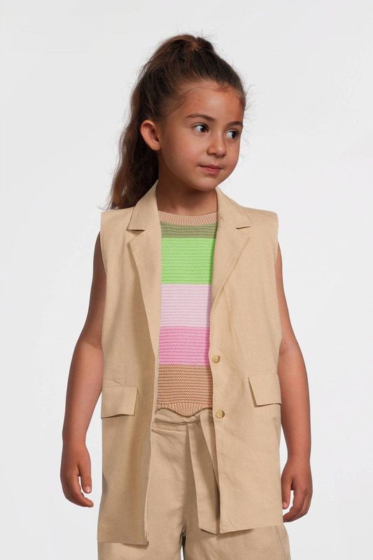 NAME IT Nkffalinnen Waistcoat Gilet de costume pour fille, taupe, 122-128