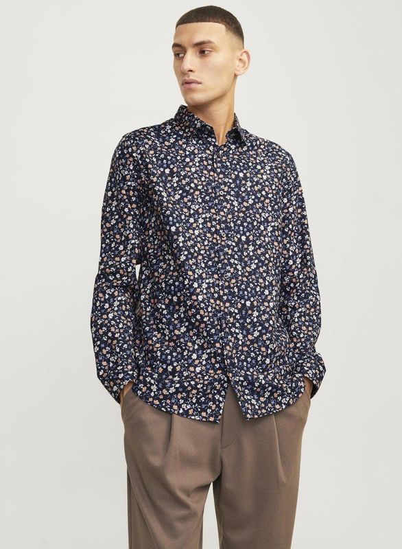 JACK&JONES - JPRBLANORDIC PRINT SHIRT L/S SN - Heren - Overhemden