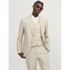 Blazer - Mélange - Linnen - Getailleerd Model - Knoopsluiting