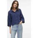 Basic - Blouse - Wit - Katoen - 3/4 Mouwen