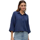Basic - Blouse - Wit - Katoen - 3/4 Mouwen