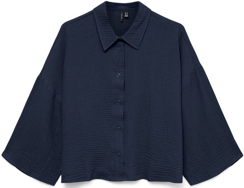 Basic - Blouse - Wit - Katoen - 3/4 Mouwen