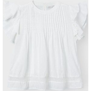 NAME IT - NKFFaride - Blouse - Wit - Katoen, Knoopsluiting, Flare, Rechte Zoom